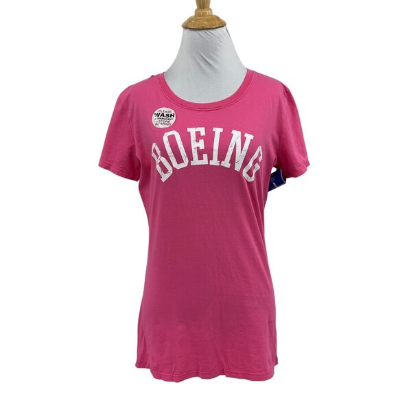Boeing T Shirt Womens L Large Camellia Cotton Short Sleeve Big Logo Graphic Tee - Picture 1 of 11